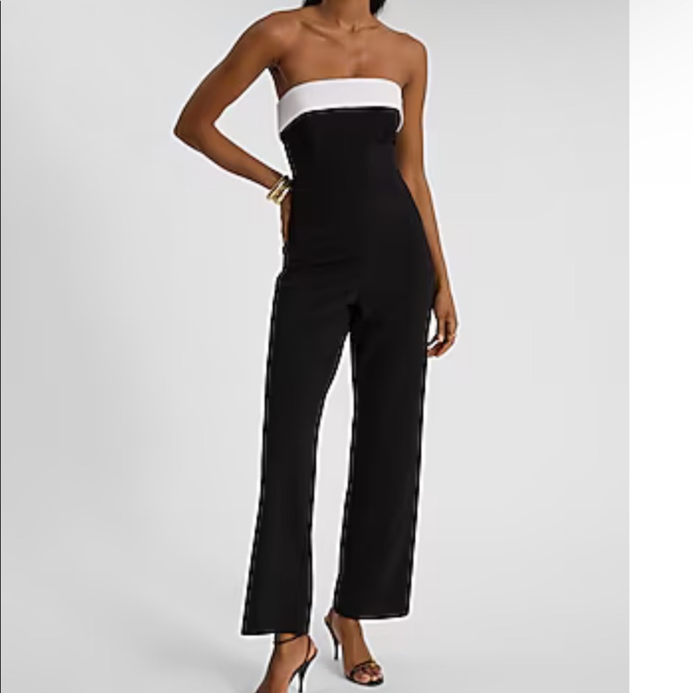 Express Tipped Strapless Wide Leg Jumpsuit (small)